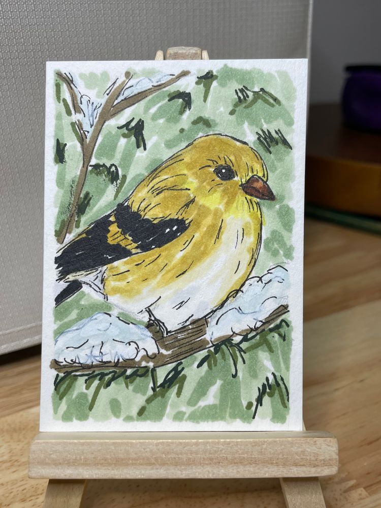 ACEO Winter Visitor Series Goldfinch